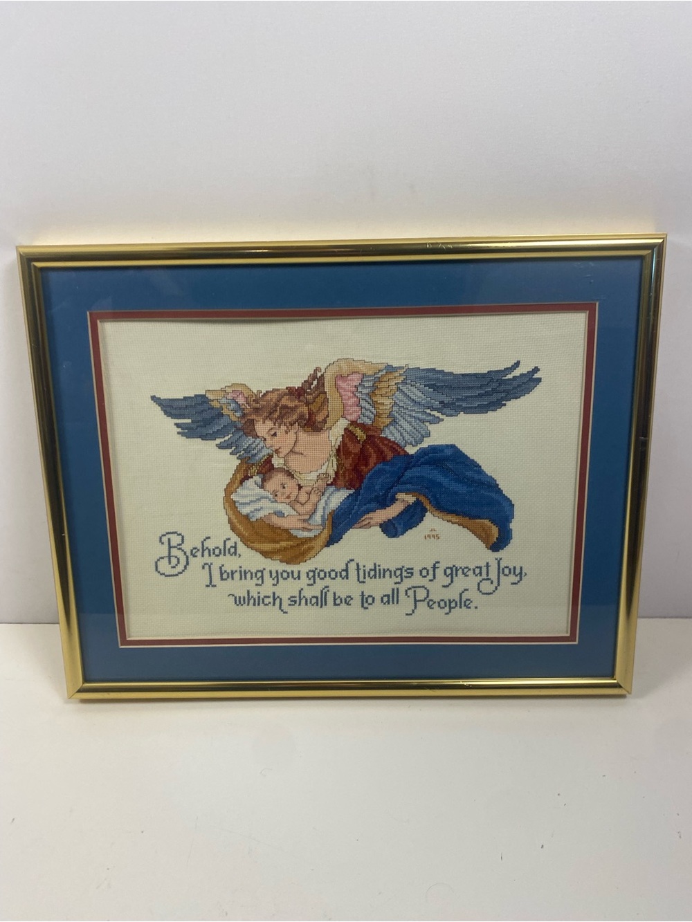 Vintage Completed Needle Treasures Counted Cross Stitch "Angelic Tidings"
